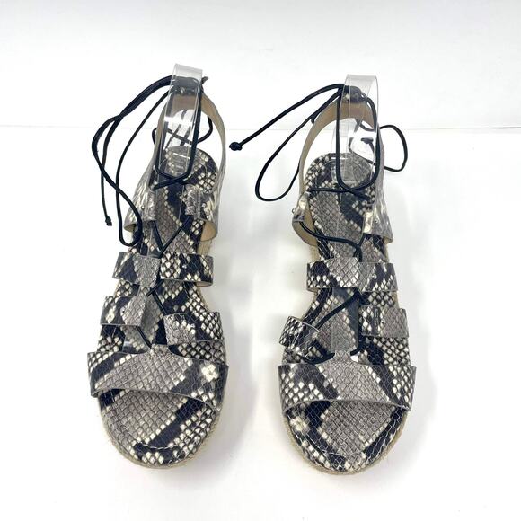 MICHAEL KORS Brown Gray Snake Print Sofia Espadrille Wedge Platform High Heels - Picture 8 of 11